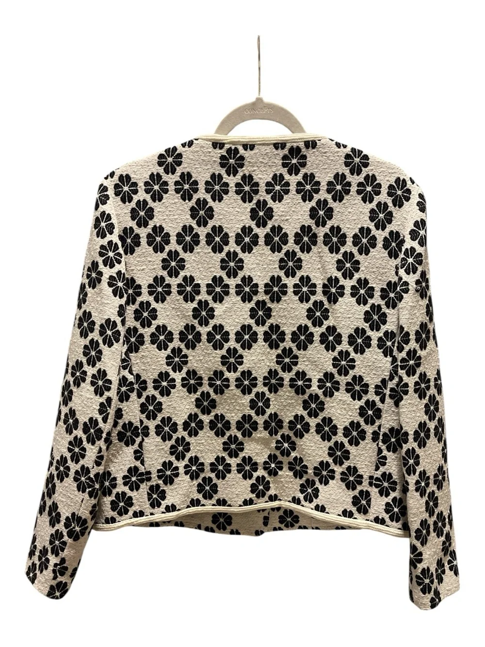 Kate Spade Black & Cream Floral Tweed Jacket